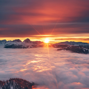 Traumhafte Stimmung über dem Kronplatz im Pustertal