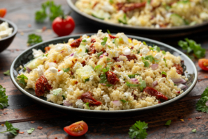 Aromatischer Couscoussalat mit getrockneten Tomaten und Fetakäse