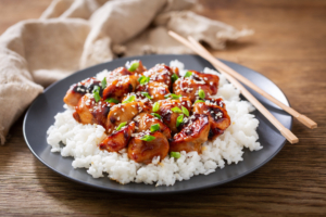 Süß-würziges Teriyaki Huhn auf Reis