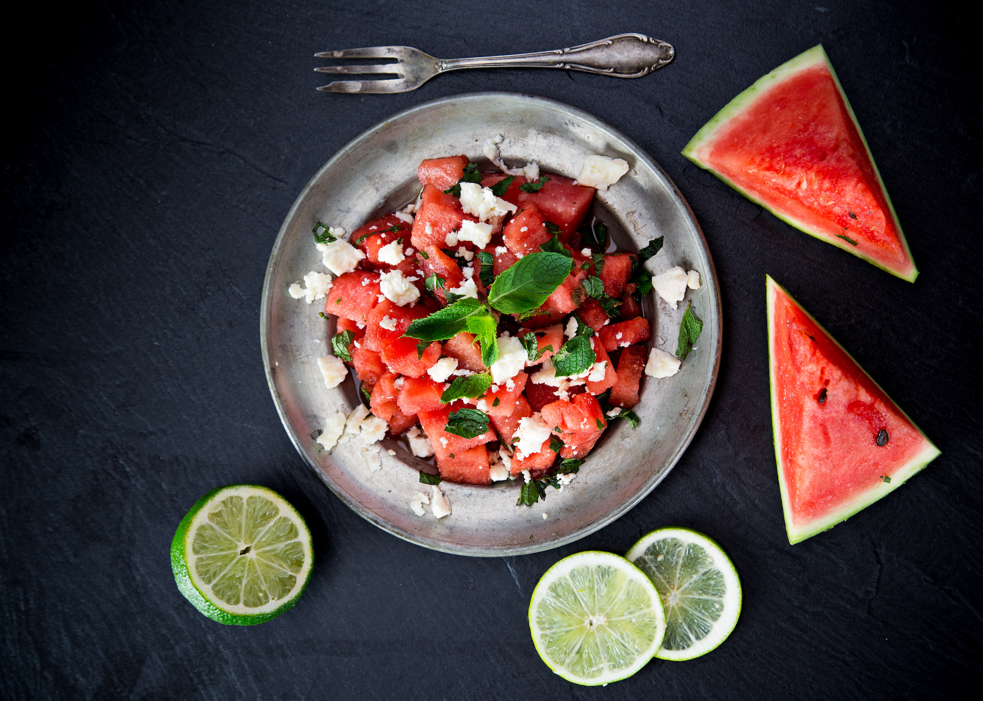 Frischer Wassermelonen-Feta-Salat