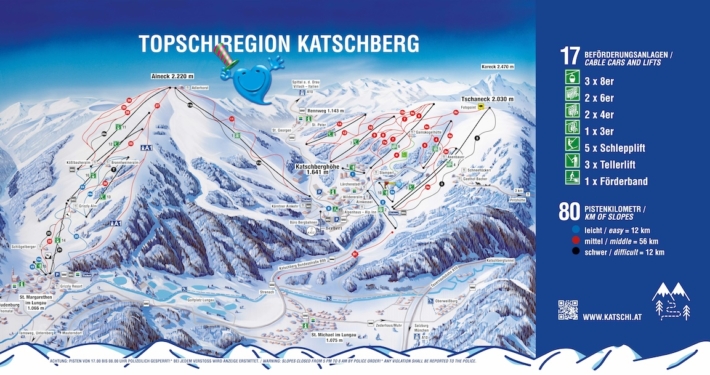 Unsere Pisten: 12 km schwarz (schwer), 56 km mittel (rot) und 12 km blau (leicht)