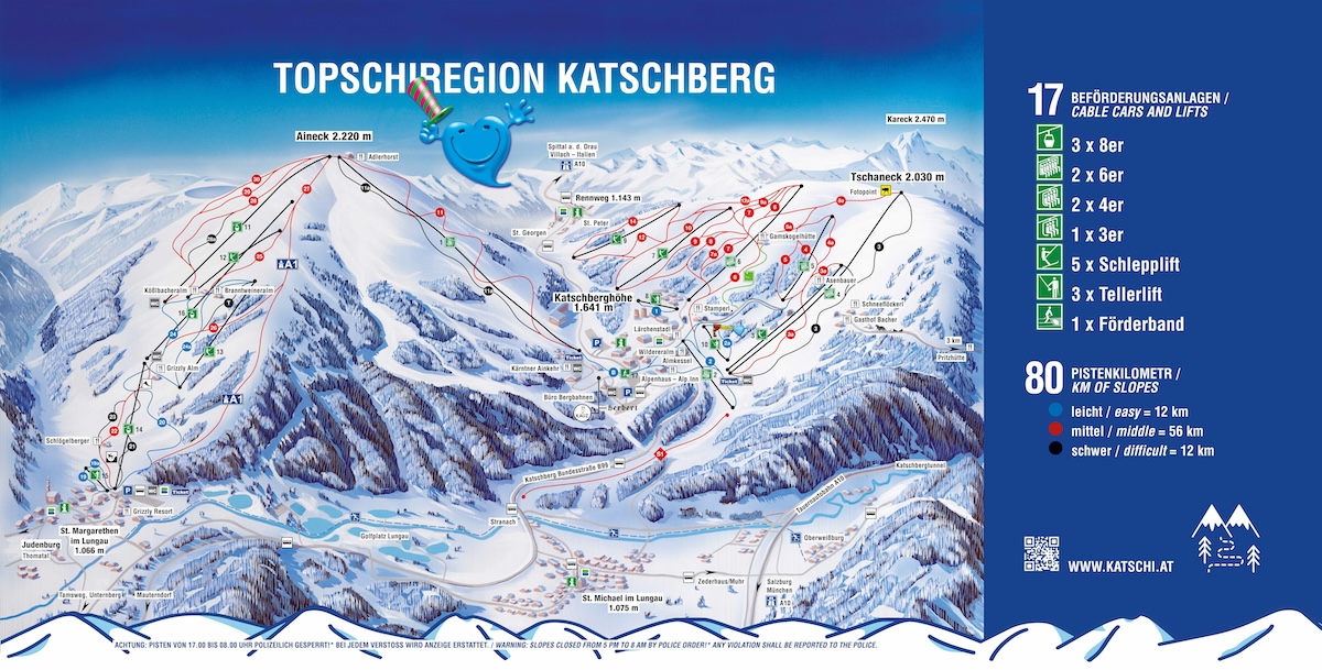 Unsere Pisten: 12 km schwarz (schwer), 56 km mittel (rot) und 12 km blau (leicht)